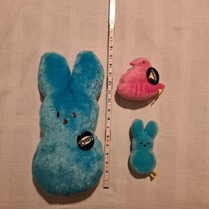 Peeps stuffy bundle, 2 blue bunnies, 1 pink chick